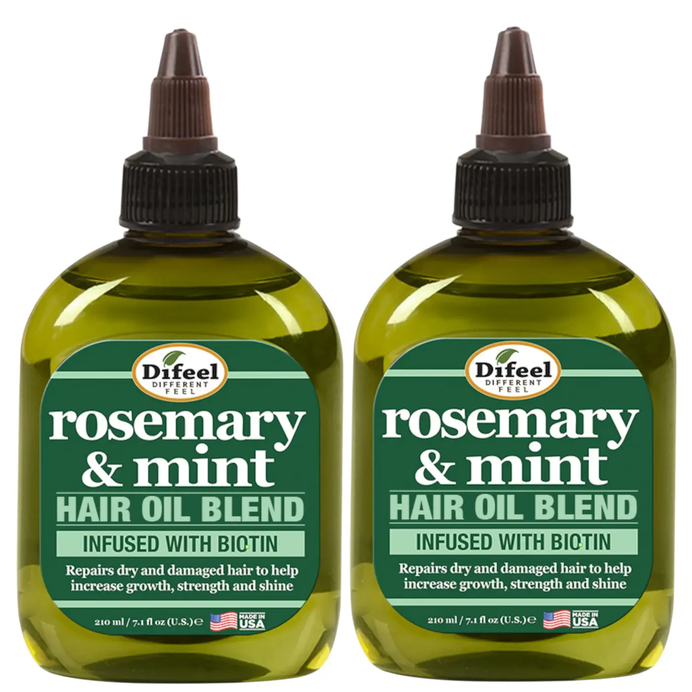 Difeel Rosemary and Mint Hair Oil Blend with Biotin 7.1 oz. (PACK OF 2) - Made with Natural Mint & Rosemary Oil for Hair Growth