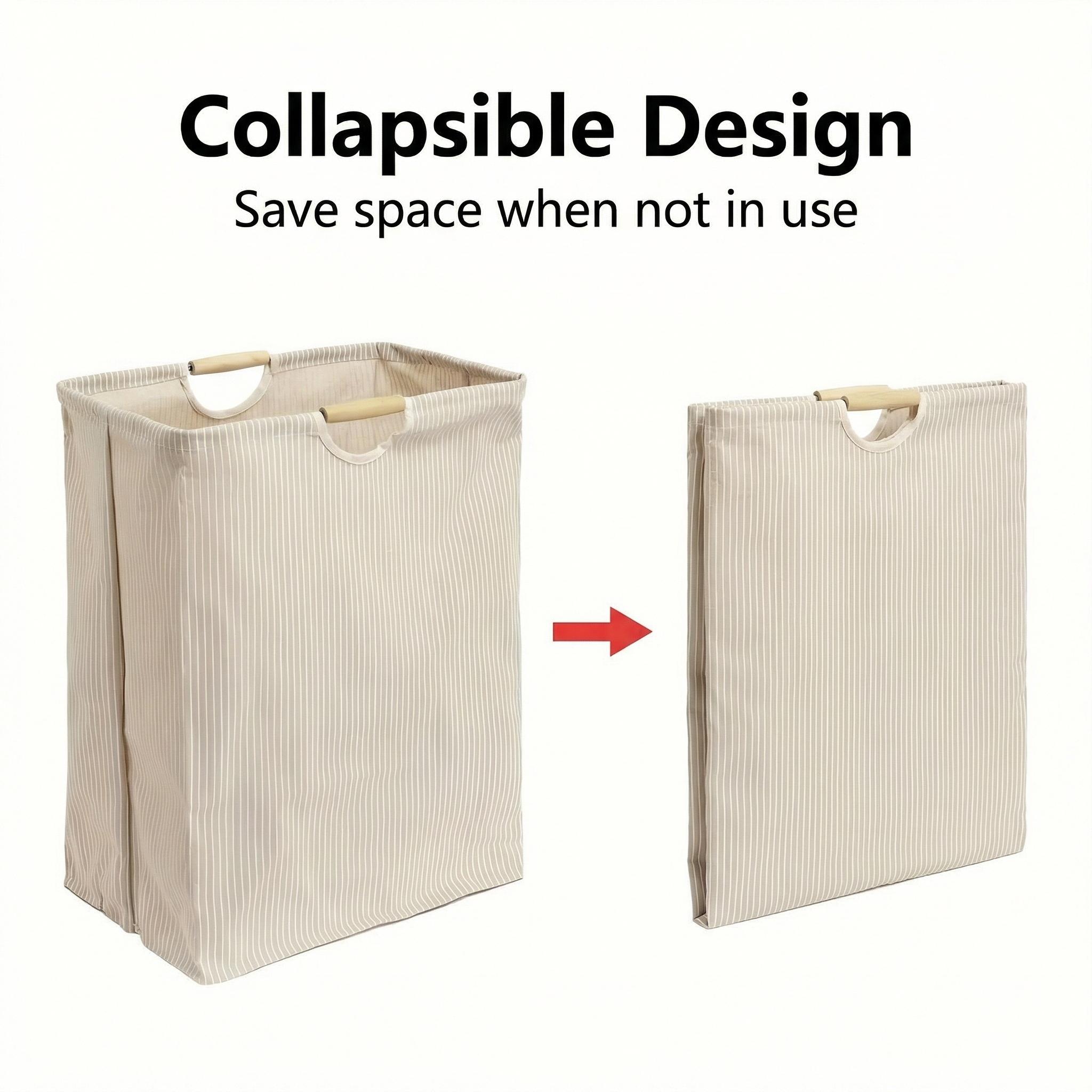 Foldable laundry basket with handle, waterproof freestanding large storage basket for storing clothing, travel towels, toys, bedding, bedroom items, and bathroom supplies