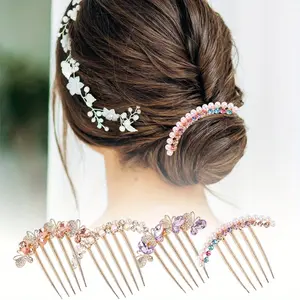 12PCS Vintage Crystal Hair Comb Clip Elegant Faux Pearl Decorative Hair Side Comb Hair Fringe Clip Trendy Hair Barrette for Women And daily use, Vintage Hair Accessories, Crystal