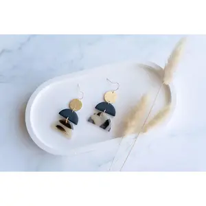 Clay earring | black + tortoise shell dangles