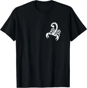 100%cotton Left Chest Scorpion Design Funny Arachnologist Scorpio T-Shirt  Big Vintage