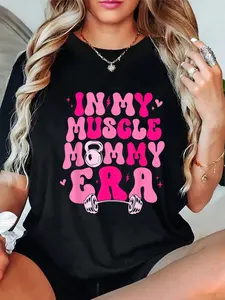 100% Cotton Funny In My Muscle Mommy Era Gym Workout Fitness Women Girls T-Shirt