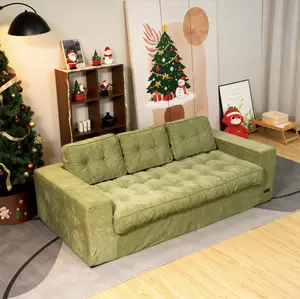 MAXYOYO 3-Seater Boneless Loveseat Couch Chenille Tufted Floor Sofa in a Box for Small Spaces No Assembly Compact Comfortable Hand-Tufted Craftsmanship