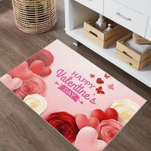 Imitation Cashmere Rose Rug, Non-Slip Indoor Outdoor Mat, Door Mat, Kitchen Dining Hallway Bathroom Bedroom Decor