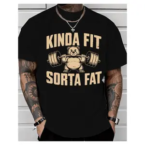 Funny Weight lifting Bear Tee Graphic Tee Premium 100% Cotton Heavyweight Oversized Gym Shirt for Workouts Good Graphic Tees Men's T-Shirts Trendy T-Shirts Funny Graphic Tee Cotton Graphic Tees Custom T-Shirts Casual Man Tshirt