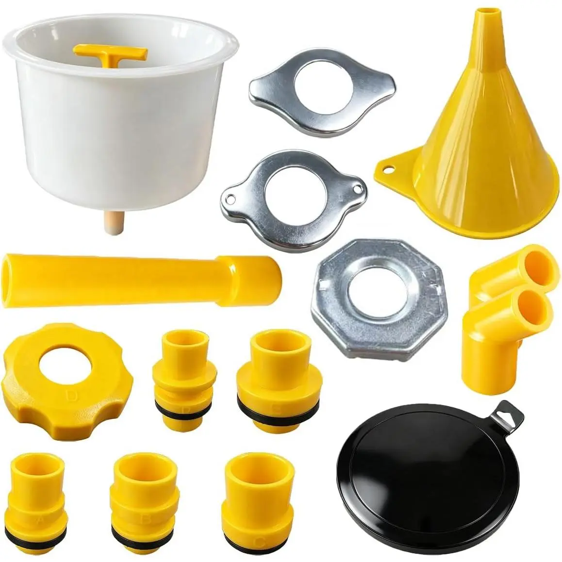 15PCS Polypropylene No-Spill Coolant Funnel Kit - Spill-Proof Auto Radiator Filling & Flush Kit with 1 Plug & Adapters, Transparent View Universal Antifreeze Bleeder Tool for Most Cars/Trucks