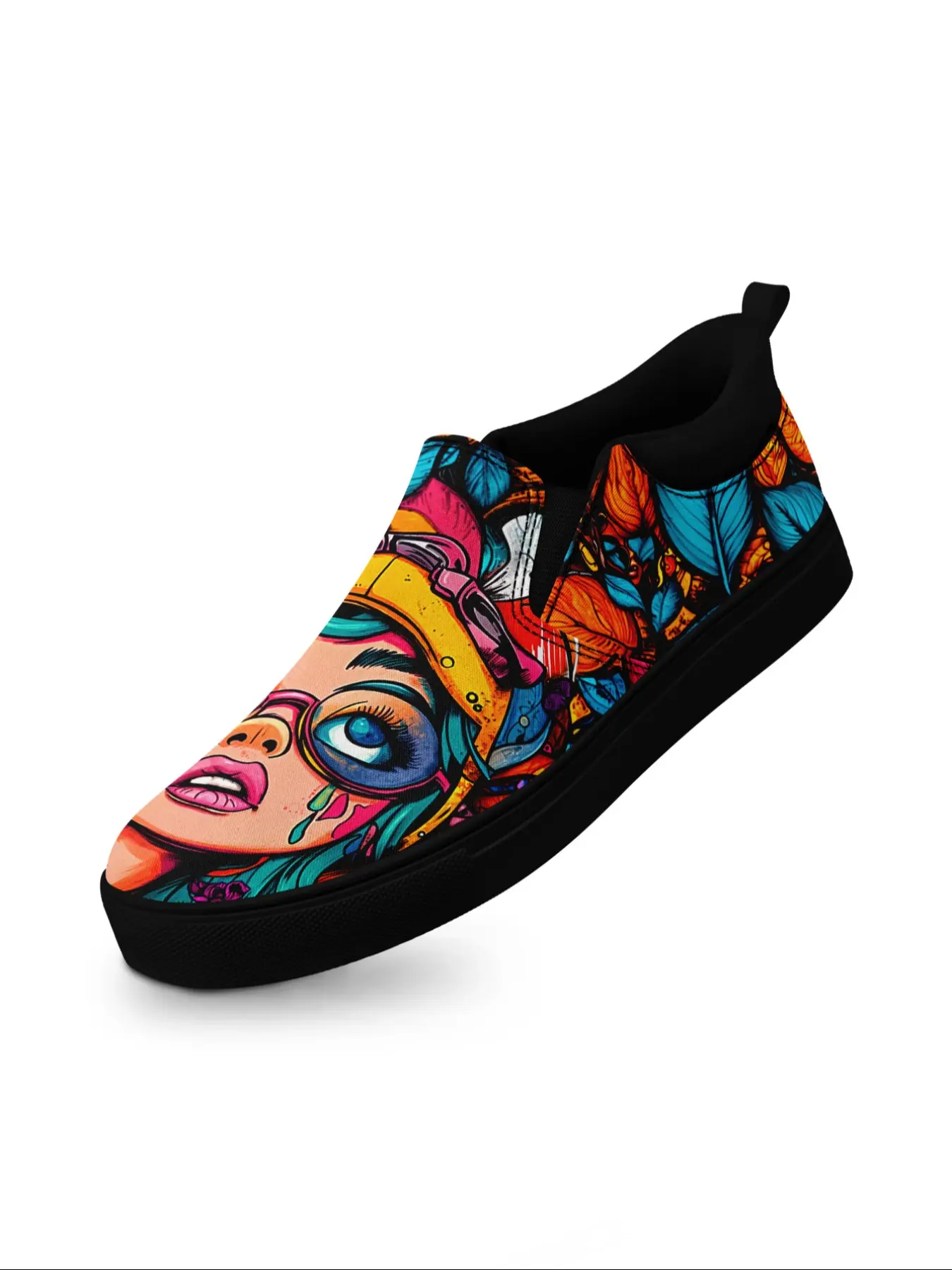 Men's Easy Wear Casual Slip-On Sneakers, Colorful Graphic Art Design Casual Loafers, Lightweight Walking Shoes, Fashion Street Style Trainers