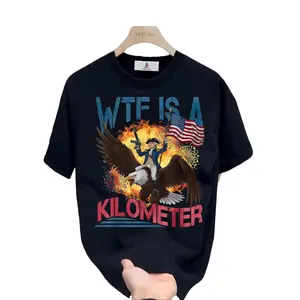Classic Graphic T-Shirt "WTF is a Kilometer" Perfect for Family Gatherings, Team-Building Events, and 4th of July Celebrations |   180g Unisex Tees with Patriotic Design - Ideal Gift for Independence Day Festivities