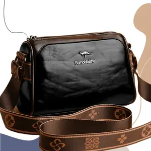 Stylish Vintage Leather Sling Bag,With Zipper Crossbody Bags for Women, Retro color Shoulder Bag