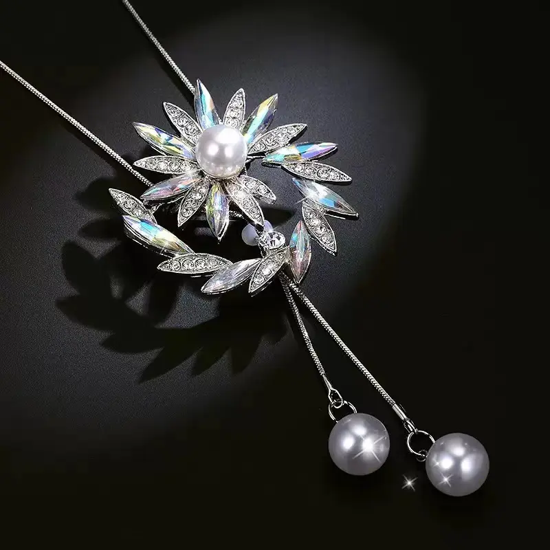 139 Colorful Rotating Flower Necklace