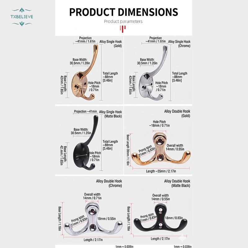 Aluminum Alloy Wall Hooks Towel Hooks, Coat Robe Hook Heavy Duty Bathroom Double Hook Wall Mounted, Hand Towel Hooks for Closet Entryway Cubicle Kitchen Aluminum Alloy Wall Hooks Towel Hooks, Coat Robe Hook Heavy Duty Bathroom Double Hook Wall Mounted, Hand Towel Hooks for Closet Entryway Cubicle Kitchen