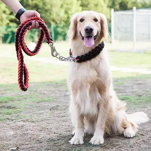 Adjustable Chain Dog Leash for Large Breeds - Heavy-Duty Metal Chain Leash for Golden Retrievers & Labradors, Durable Walking Leash with Comfort Grip, All-Weather Outdoor Pet Walking Gear