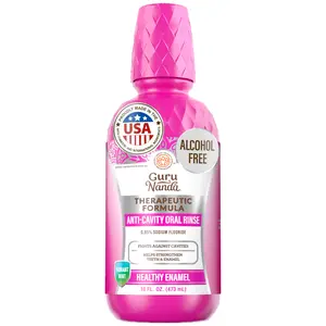 GuruNanda Therapeutic Formula Anti-Cavity Oral Rinse Mouthwash with 0.5% Sodium Fluoride - 16 oz