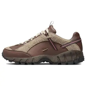 Jacquemus x Nike Air Humara Low-Top Lifestyle Sneakers for Women in Malt Brown Retro ACG Inspired Design with Premium Suede Mesh and Leather Upper