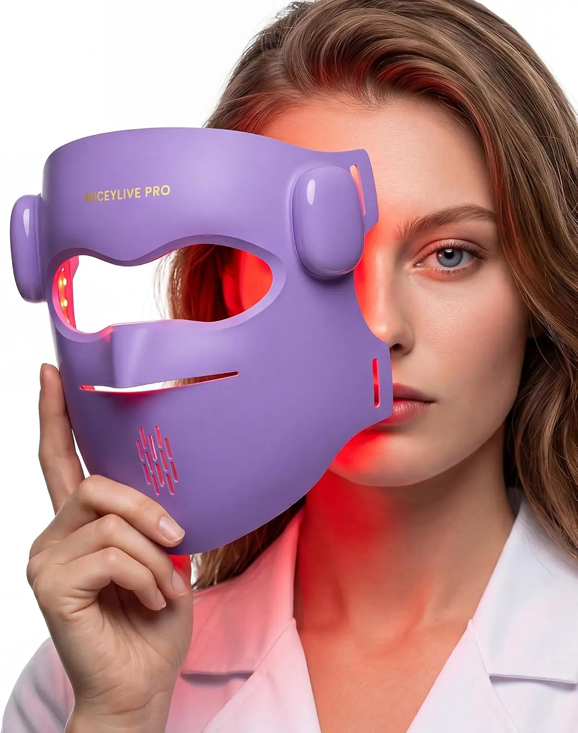 MICEYLIVE PRO 4D LED Facial Light Therapy Mask - Wireless Unscented Silicone Mask with Red, Blue, 850nm NIR Tri-Core LEDs, Timer Control, Rechargeable for Dull Skin, Fine Lines, Skin Clearing, All Types, Home Use
