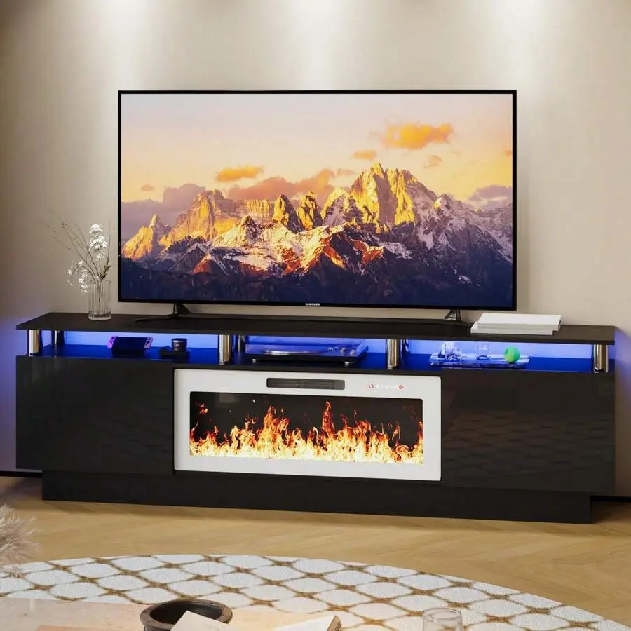 Black-80InchWith White Fireplace