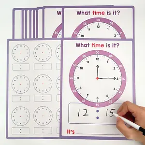 Lachli Kids Learning Clock Set, Learning Materials, Dry Erase Simulation Teaching Tool, Interactive Questions, Home Education & Classroom Supplies