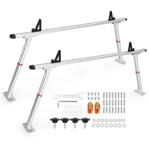 Adjustable Aluminum Truck Ladder Rack, Heavy Duty Truck Bed Rack Two-Bar Set, 800 LBS Capacity, 35.4"-71" Universal Fit Wide Truck Rust-Resistant for Lumber, Kayak, Surfboard & Equipment, Silver