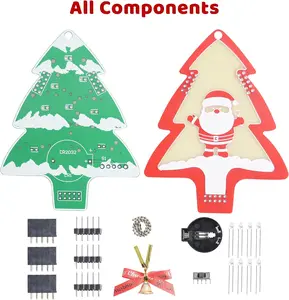 Soldering Project Kit, DIY Solder Electronics Kit, Glowing PCB Design for Christmas Tree with Through-Hole Components, Soldering Kit for Xmas Decorations