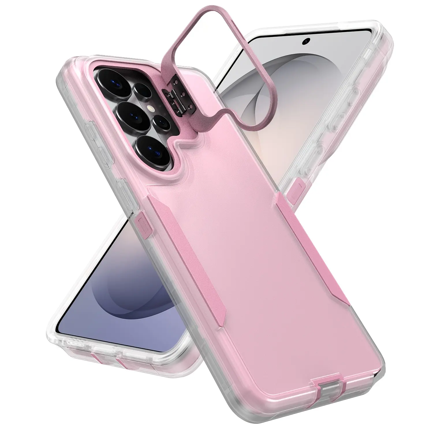 Suitable for Samsung Galaxy S26 S25 S24 S23 S22 S21 Ultra Plus FE Camera Protective Phone Case, Casing with Lens Holder, Heavy-Duty Shockproof Anti-Fall 2-In-1pc Protective Case, Compatible with Galaxy A57 A56 A37 A36 A26 Cover Protector, Clear TPU Covers