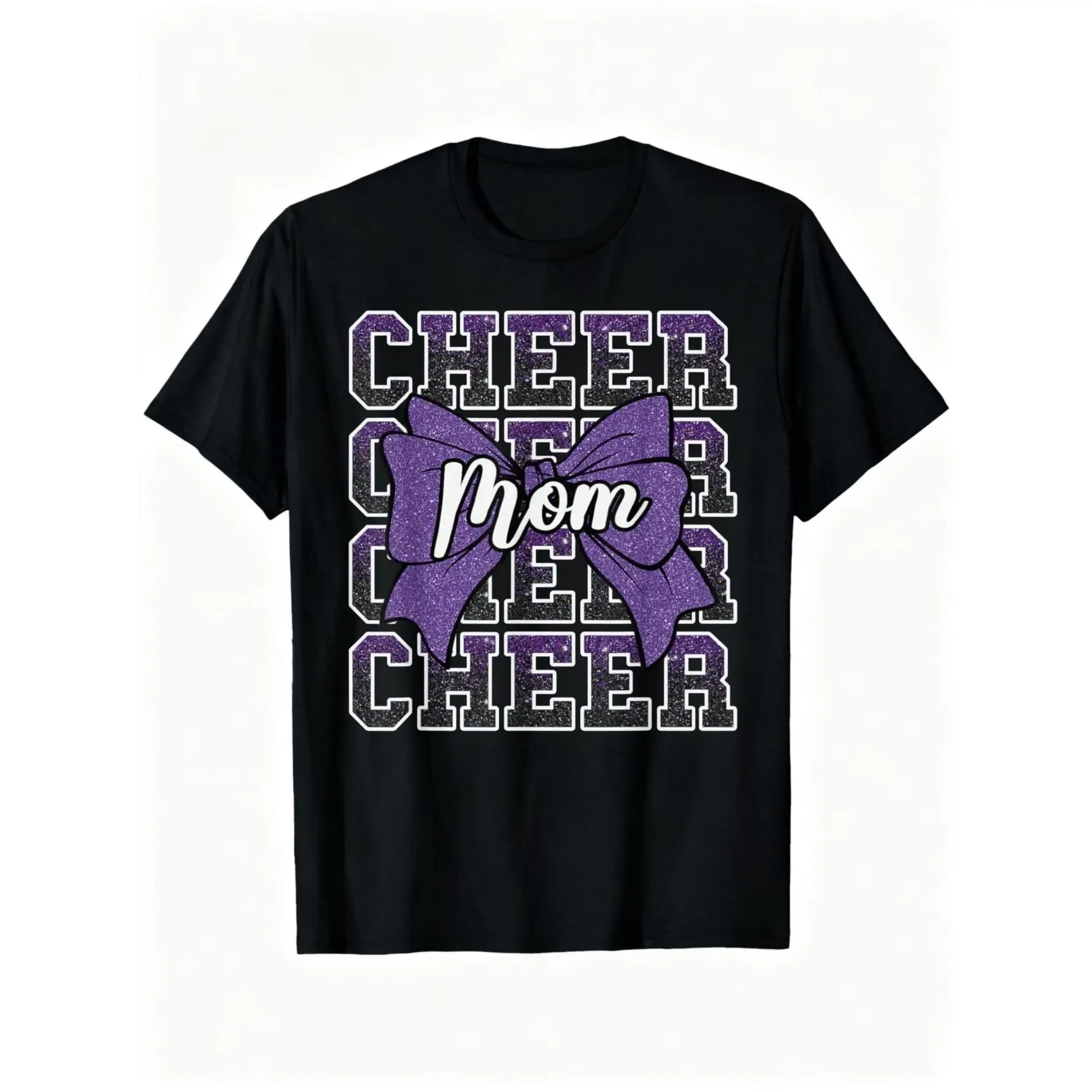 Cheer Mom Mama Bow Sport Cheerleader Cheerleading Purple T-Shirt