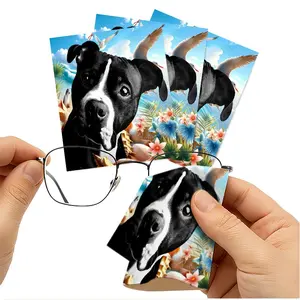 1/3/6/14pcs Tropical Beach Dog Pattern Cleaning Cloth, Suitable for Camera & Eyeglass Lenses, Single - sided, Multiple Specifications Available, Artistic & Vivid Design, Ideal for Daily Cleaning & Photography Equipment Maintenance