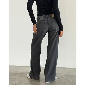 Low Rise Parallel Jeans in Washed Black Grey