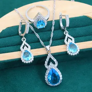 Best-selling luxury zircon-inlaid water drop jewelry earrings, ring, necklace, Mother's Day gift