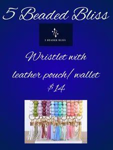 Wristlet with leather wallet or pouch! These make shopping, going to a festival or everyday life easier!