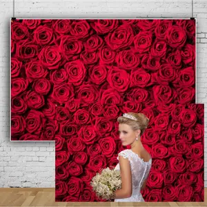 10x6.5ft Red Rose Backdrop Floral Rose Wall Background Bridal Shower Party Banner Girl Birthday Party Valentine's Day Backdrop  Wedding Photo Studio Event Background