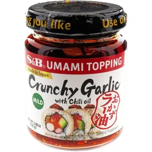 S&B Chili Oil with Crunchy Garlic, 3.88 Fl Ounce Mild Spicy Flavor Japanese Condiment