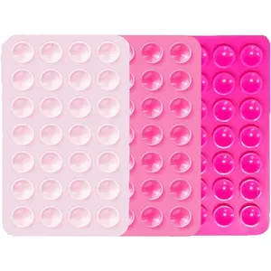 3 PCS Double Sided Phone Suction Pad,Sticky Phone Case for Wall ands-Free Fidget Toy Mirror Shower,Suction Cup Holder for Car Mobile Power Supplies (Light Pink)