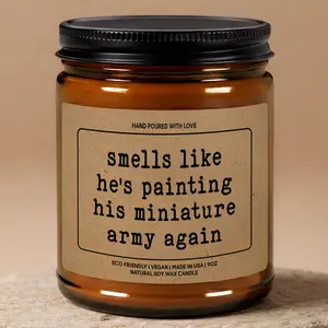 MAKEAGIFT Funny Gamer Candle, Miniature Painting Gifts, Nerd Humor Candles, Joke Candle Gift, Gamer Boyfriend Gift, Funny Gift For Him