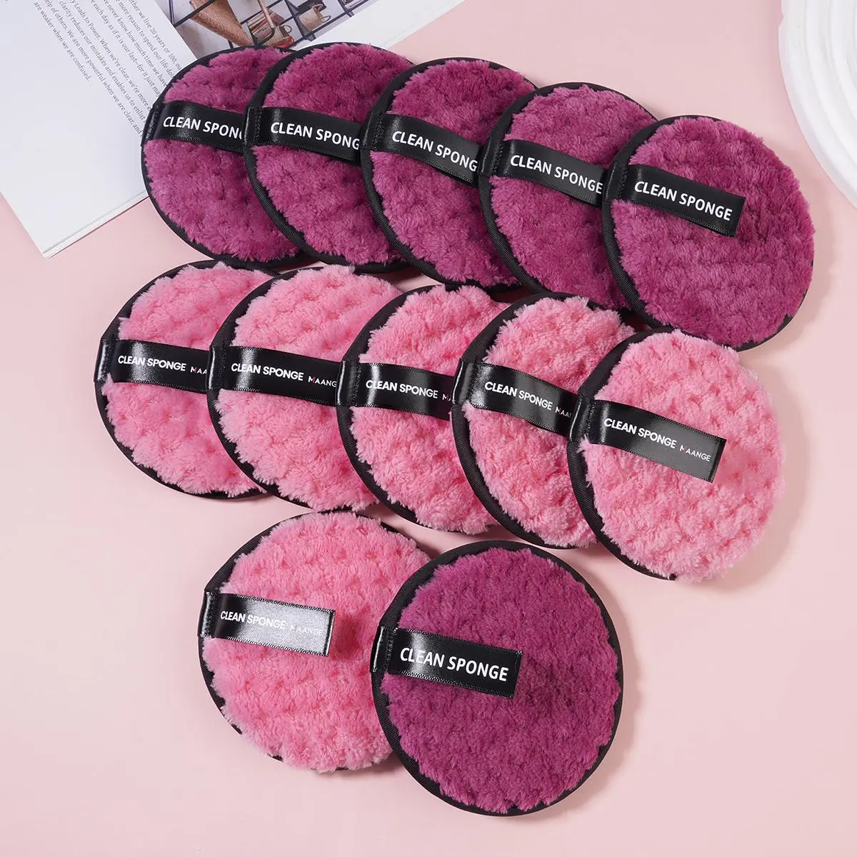 Reusable Facial Cleansing Puffs, Facial Cleansing Pads, 12pcs Soft Makeup Removing Cloths, Gentle Makeup Removing Sponges, Makeup Remover Tool, Makeup Tools for Women & Girls, Summer Makeup
