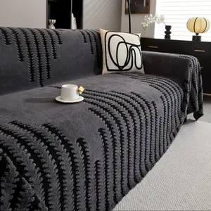 Solid Color Velvet Sofa Cover, 1 Count Soft Comfortable Sofa Cover, Sofa Protector for Home Living Room Bedroom Hotel Dormitory, Elastic Sofa Slipcover, Couch Slipcover