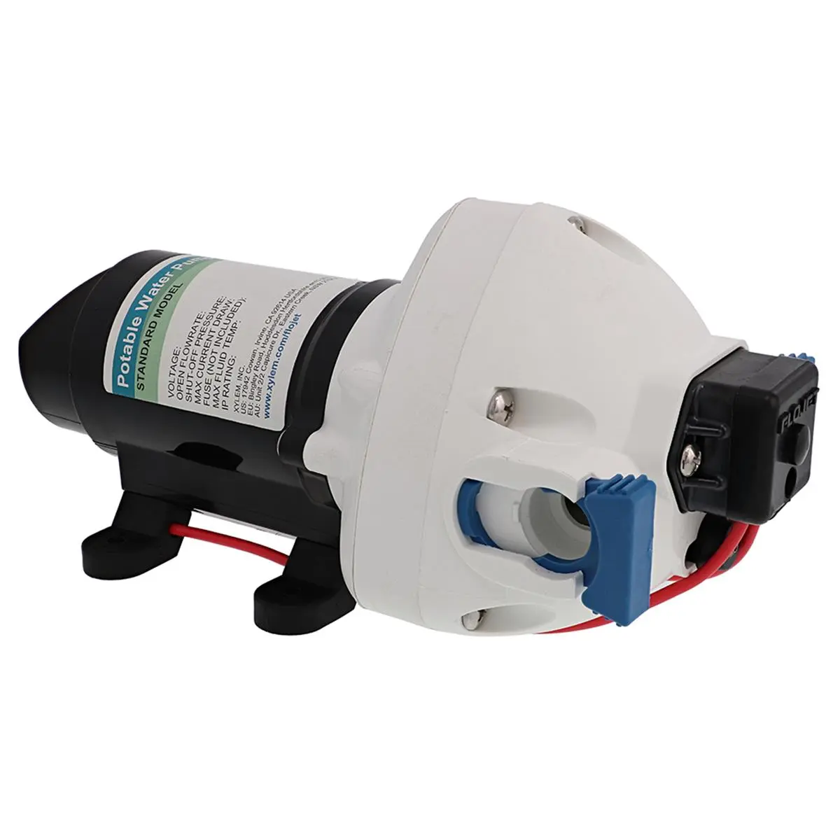 FloJet HD Heavy Duty RV Potable Water Pump, 12V/24VDC, 3GPM Flow, 50 PSI, Built-in Bypass Valve, Internal Bypass for Quiet Operation, Integrated Pressure Switch, Strainer, Cast Aluminum, Co-Molded Diaphragm Tech, Rubber Feet, Quick Connect, CSA Certified