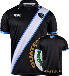 Men's Guatemala Soccer Jersey Shirt with Stylish  and Ribbed Sleeves - White, Black  Sky Blue