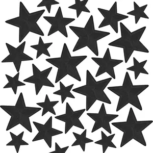 24 Pieces Star Iron on Patches, Star Embroidered Patch for Clothing, T-Shirt, Backpacks, Hats, Jeans, Jackets (Black)
