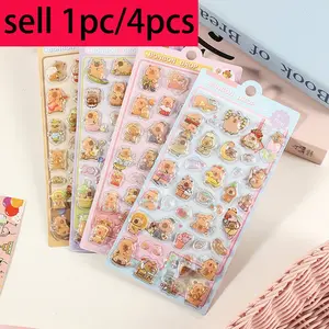 TOOUEE 4sheets(141 pcs+) Sticker Packs 3D Hollow Capybara Theme PVC Raised Stickers Embossed Plastic Puffy Decals for Gifts Birthday Christmas Halloween, Adhesive for Scrapbook Scrapbooking Journaling DIY Crafts Decor Supplies