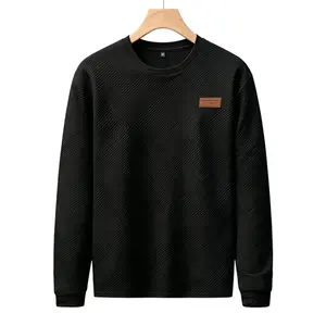 Men's Fashion Casual Sweatshirt - Soft Polyester Fiber, Round Neck, Long Sleeve, Gradual Layer with Serrated Pattern Patch |   Machine Washable, Ideal for Spring and Autumn