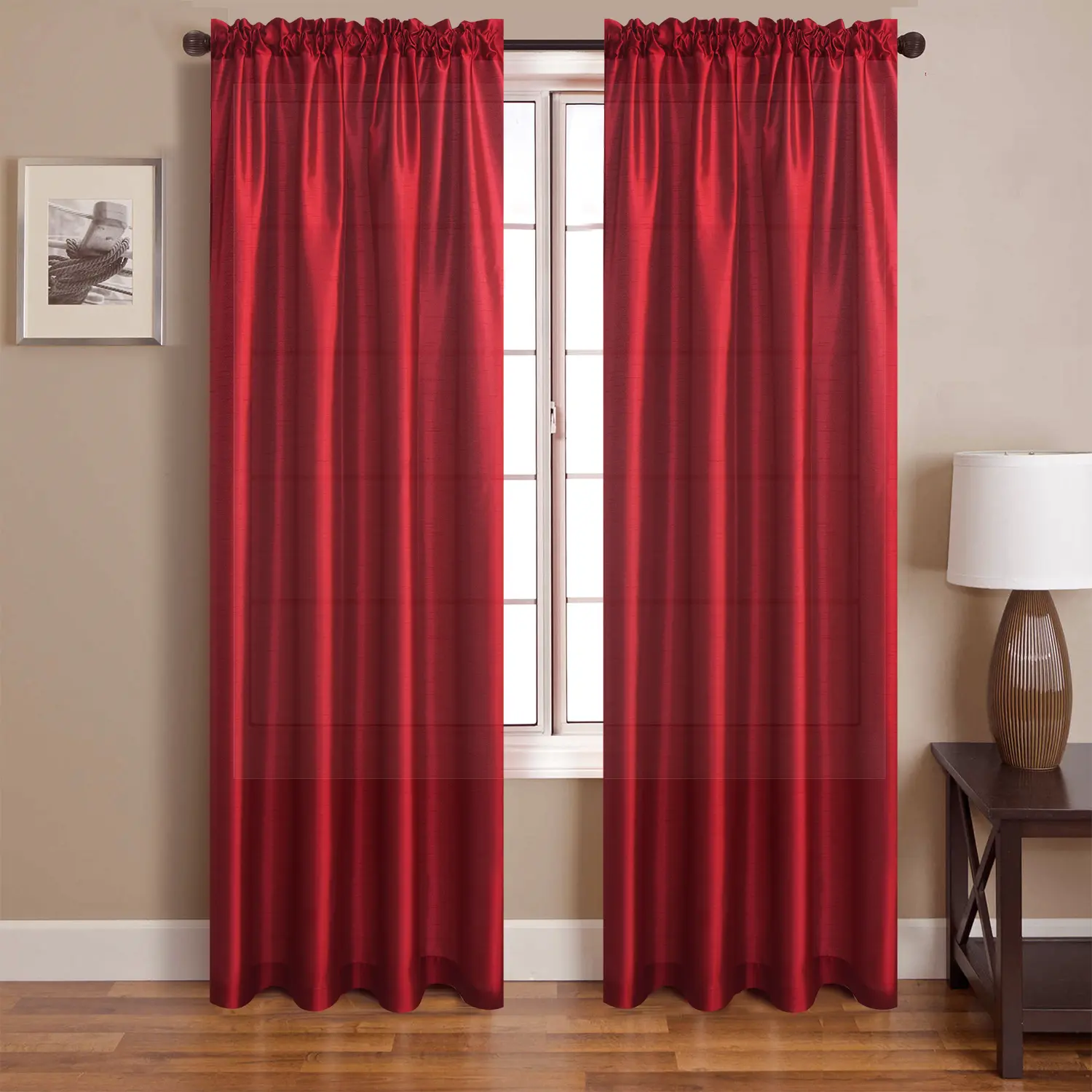 2-Panel 52x108in Faux Silk Brocade Gradient Curtains with Flower Embroidery, Light-Blocking Blackout Sheer, Rod Pocket & Ring Hook, Machine Washable Home Decoration Curtain, Durable for Living Room, Free from Strange Odors