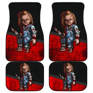 Chucky Childs Play Horror Film Halloween Car Floor Mats Horror Movie Car Accessories Full Set 4-PCS Front & Rear Car Floor Mats