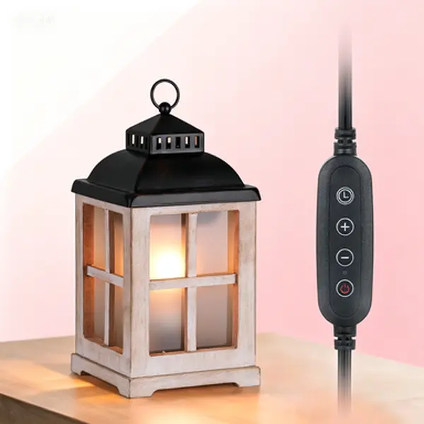 Electric Wax Melt Warmer with Timer & Adjustable Auto Shutoff, Farmhouse Lantern Tart Burner with Lid, Home Decor Fragrance Aroma Freshener, Safe Home Care Gift Item