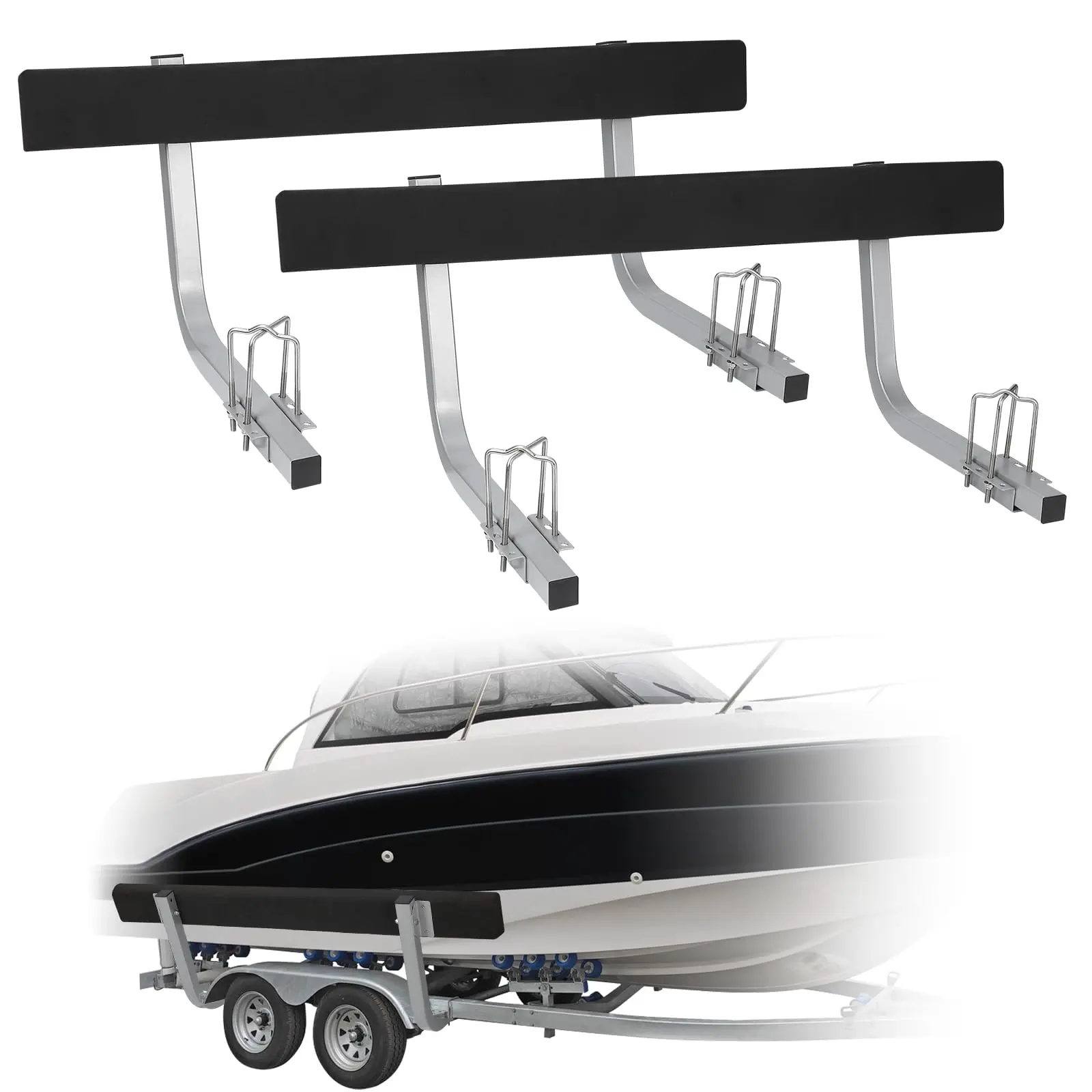 GARVEE Boat Trailer Guides, Adjustable 60in & 40in Galvanized Steel Poles, Carpet-Padded Boards, Included Mounting Parts for Boating, Skiing Use