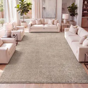 JONATHAN Y Haze Solid Low-Pile Indoor Beige Area Rug; for Living Room, Kitchen, Bedroom, Dining Room, Office