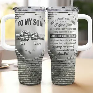Personalized To My Son Never Forget How Much I Love You 3D Inflated Effect 40 Oz Tumbler, Father's Day Gift, Birthday Gift, from Mom,Dad