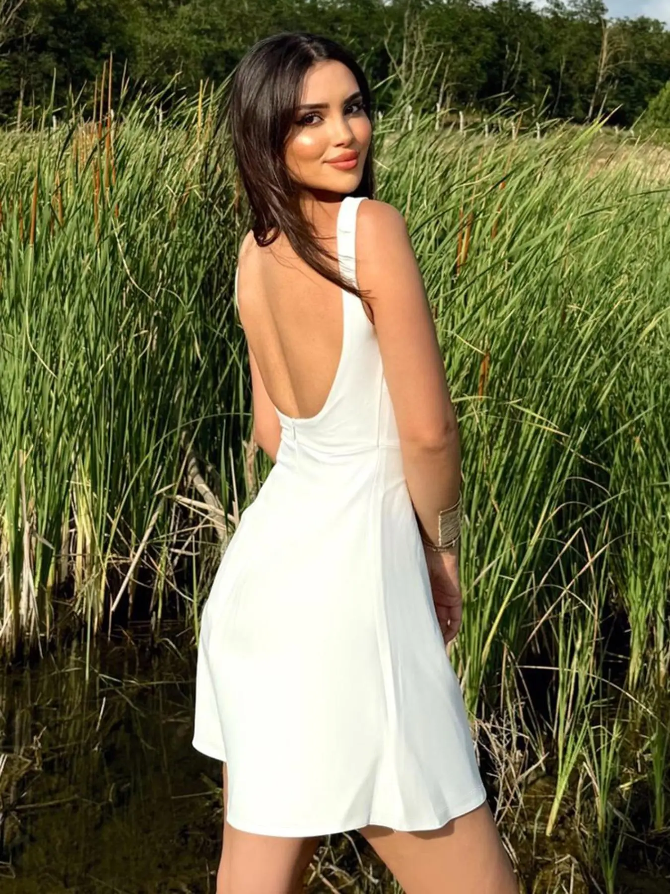 Women's Basic Solid Backless Boat Neck Tank A-line Dress, Street Fashion  Casual Sleeveless Short Dress for Daily Outdoor Wear, Ladies Dress for  Summer, Teacup Dress, Womenswear - TikTok Shop