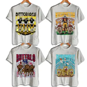 Vintage All Teams Halloween Football T-Shirt – Gildan 5000 Unisex Crewneck Sport Classic Tee, Spooky Game Day Top, Fan Gift in Sport Grey