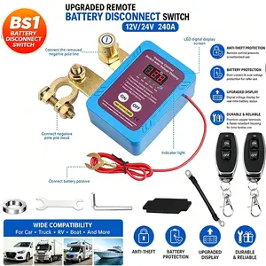 Remote Battery Disconnect Switch 12V/24V 240A with Digital Voltage Display, Anti-Theft Car Kill Switch, Wireless Control for Car Truck RV Boat, Easy Install Kit #SummerVibes