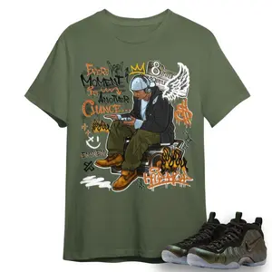 Shirt To Match Olive Air Foamposite One Pine Green- 8Mile Movie Graffiti Graphic